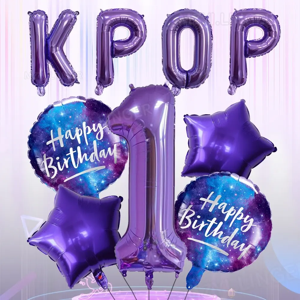 10pcs Kpop Letter Music Theme Birthday Aluminum Foil Balloons, Balloon Decorations, 32-Inch Numbers 0-9, Party Decor for Birthdays, Weddings, Anniversaries