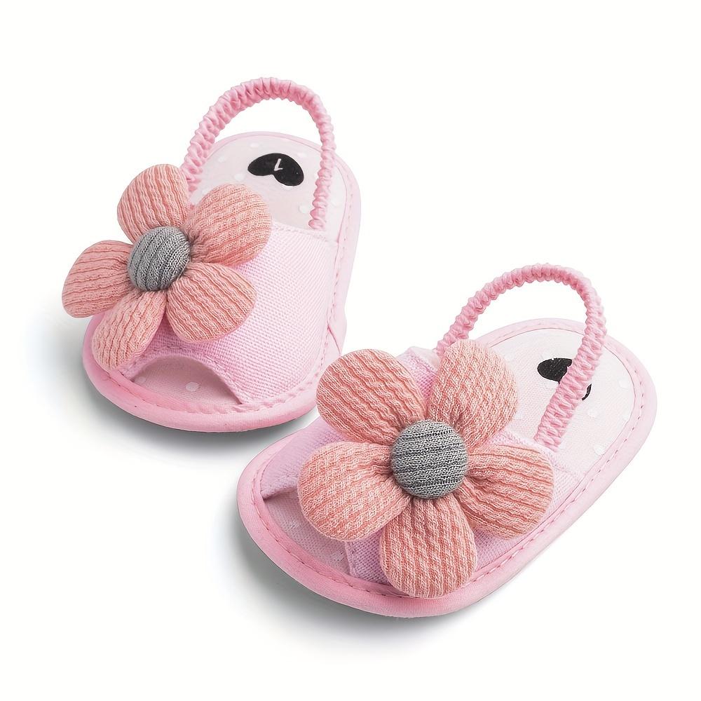 Trendy Cute Flower Decor Sandals Baby Girls, Breathable Lightweight Walking Shoes And