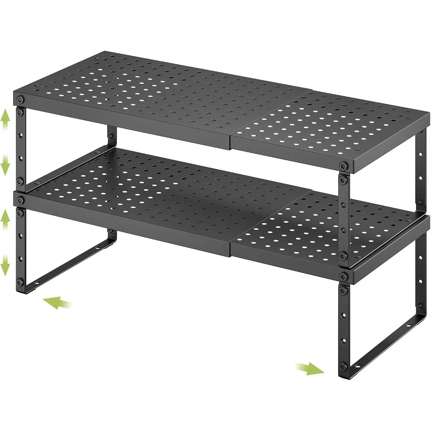 Expandable Cabinet Organizer Shelf With Adjustable Height, Stackable Kitchen Countertop Organizer Rack, Adjustable Shelf Riser For Kitchen Counter, Pantry, Cupboard, Desk, Tabletop