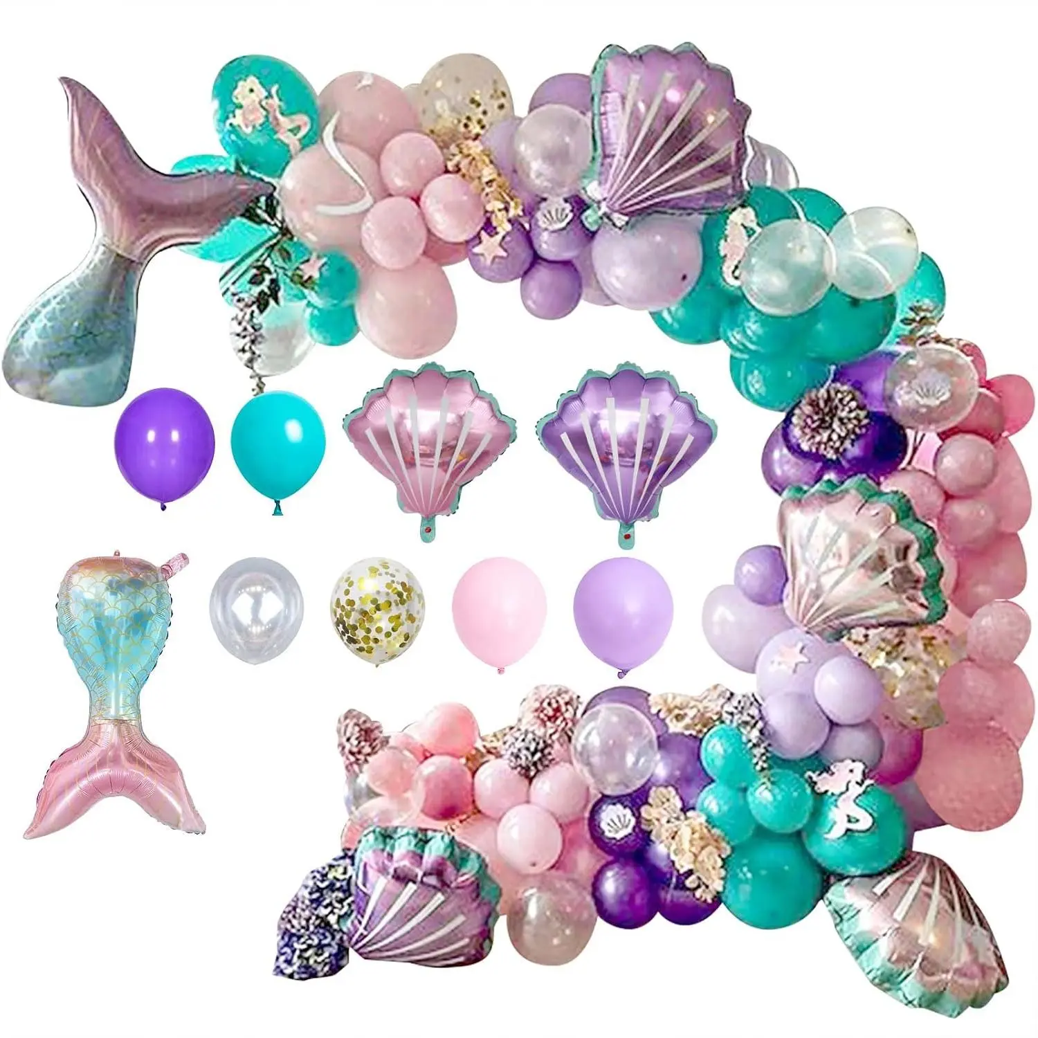 DIY Balloon Garland Kit 95pack,  Confetti Balloons & Blue   Latex Balloons for  Shower, Wedding, Birthday, Graduation,Party