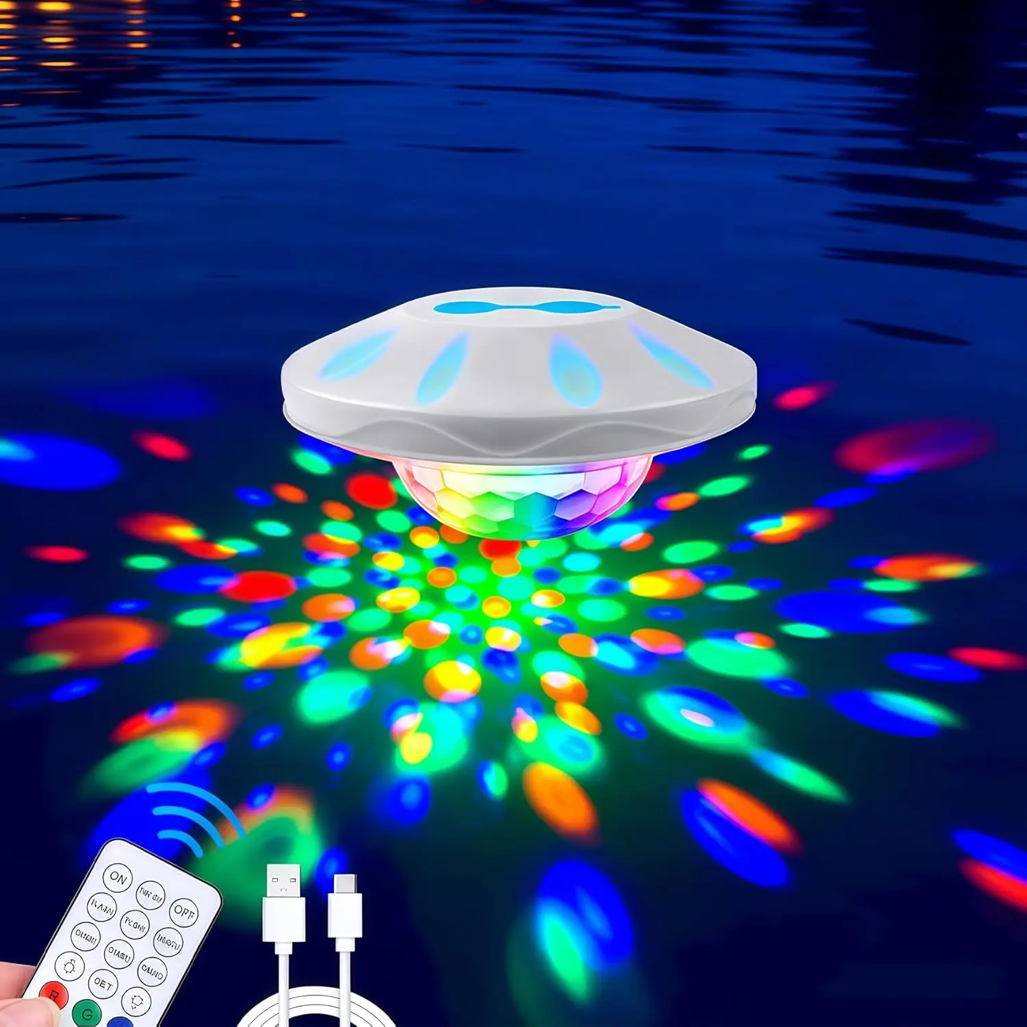 Floating Pool Lights for Night Party, 1 Pack 4000mAh Color-Changing LED Pool Floats,  Lanterns for Swimming Pool, Pond, or Backyard Decoration