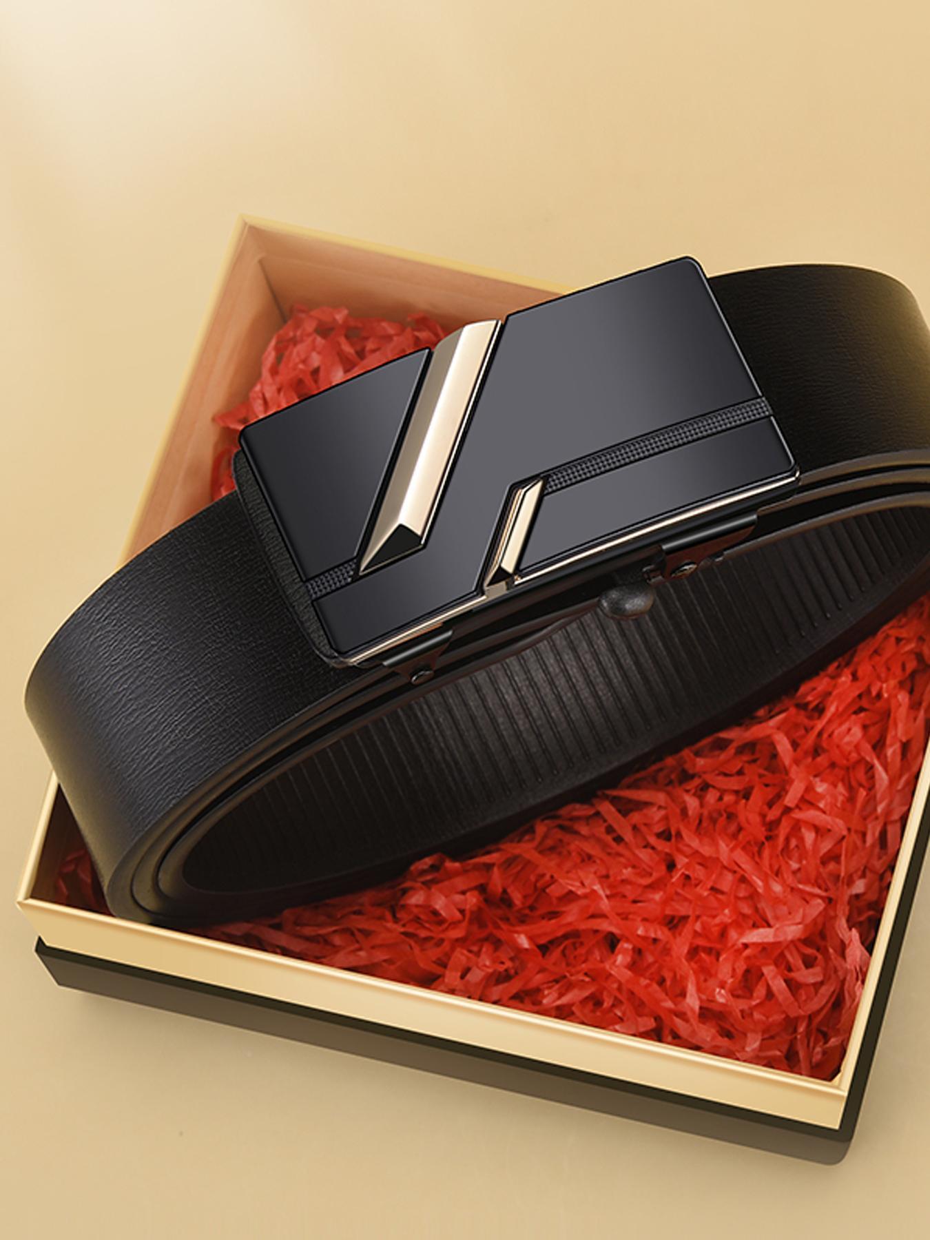 Men's Business Fashion Belt, Automatic Buckle Belt, Trendy Versatile Buckle, Casual Waistband for Jeans Trousers, Fashion Belt for Party, Daily Clothing Decor, Trendy All-match & Exquisite Belt for Gift
