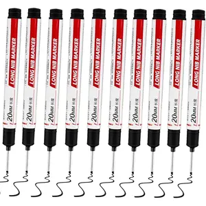 20 count 20mm Long Nib Marker Long  Deep Hole Marker Pens Permanent Markers Carpenter Ink Quick-dry  Pen Multi-purpose Construction Tools for Welding Drill Woodworking (Black)