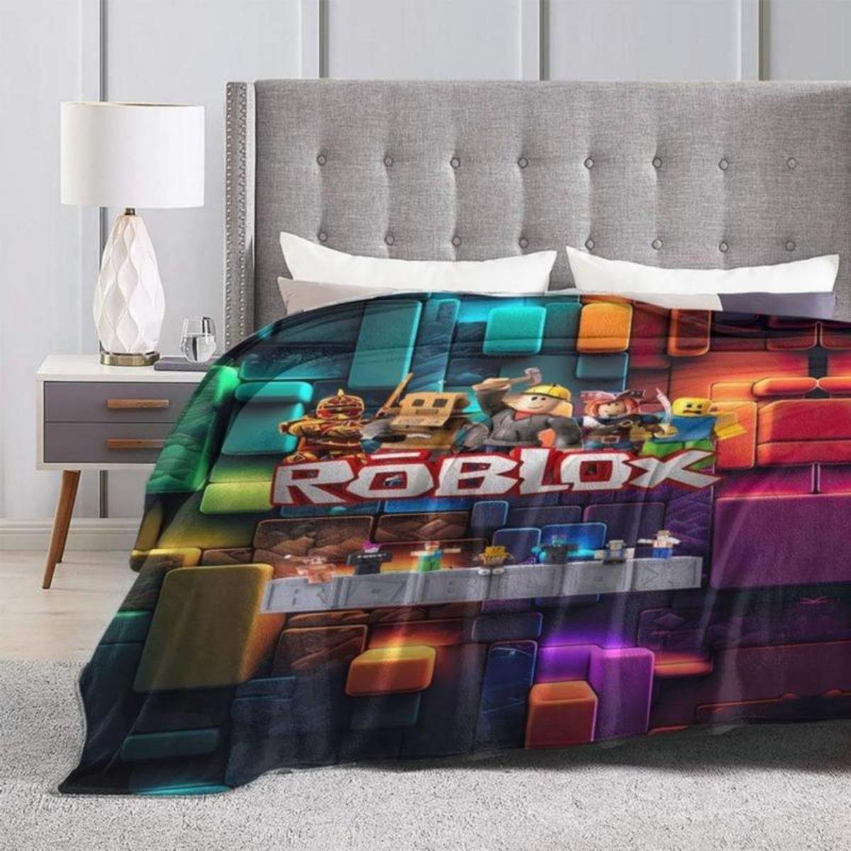 Roblox Funny Plush Flannel Blanket - Premium Flannel Material Cozy Lightweight Portable Cover for Sofa Bedroom Office Travel Camping Mother's Day Valentine's Day Birthday Christmas Gift