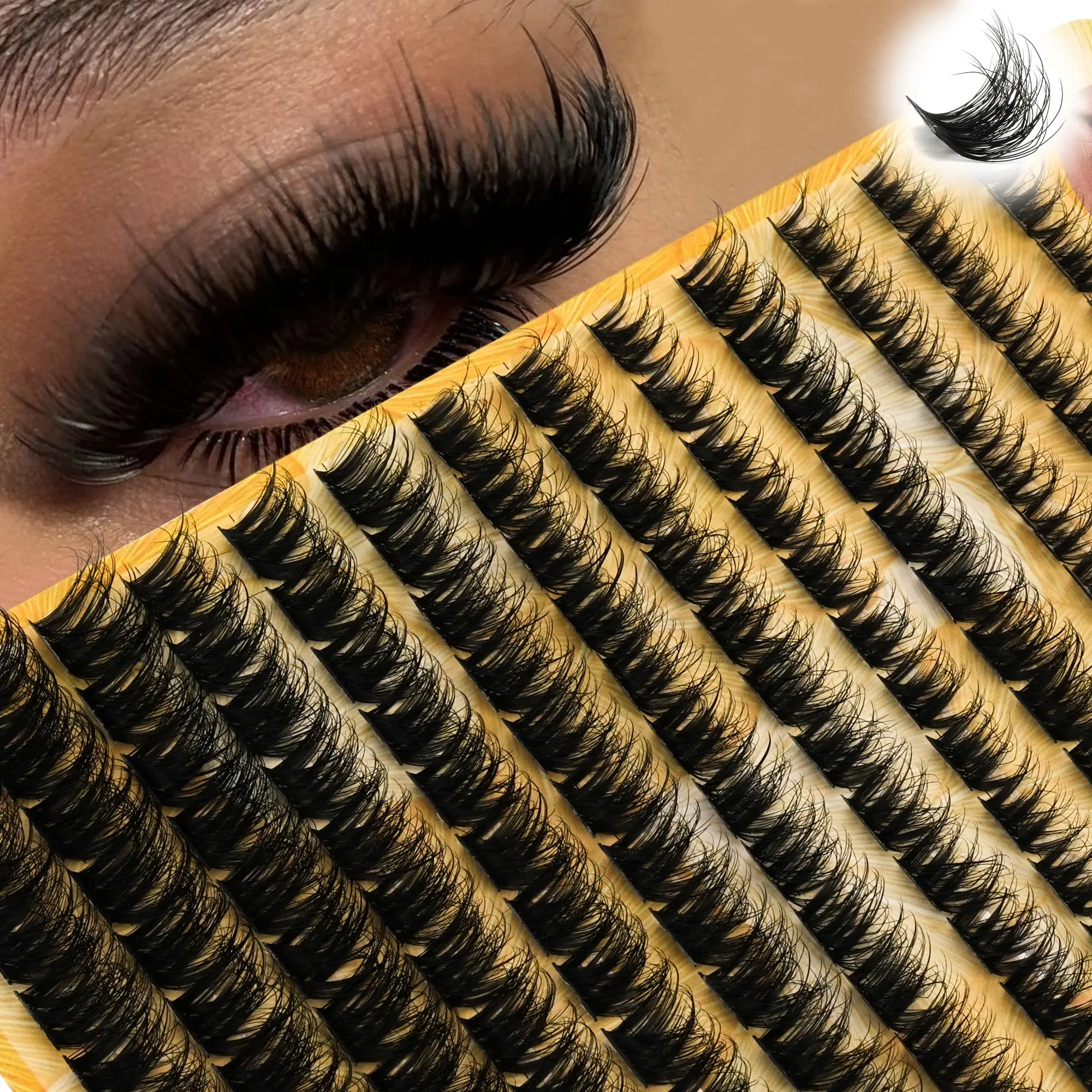 156 Pcs 3D Voluminous Lashes, Eyelash Extension, Self-Application Single Cluster, Soft Synthetic Fiber, Reusable, Natural Look, for Daily, Parties, Cosplay