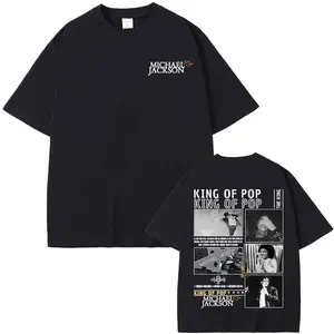 King of Pop Michael Jackson Tour Cover T-shirt Men's Clothing Fashion Hip Hop Punk T Shirts Casual 100% Cotton Oversized T Shirt