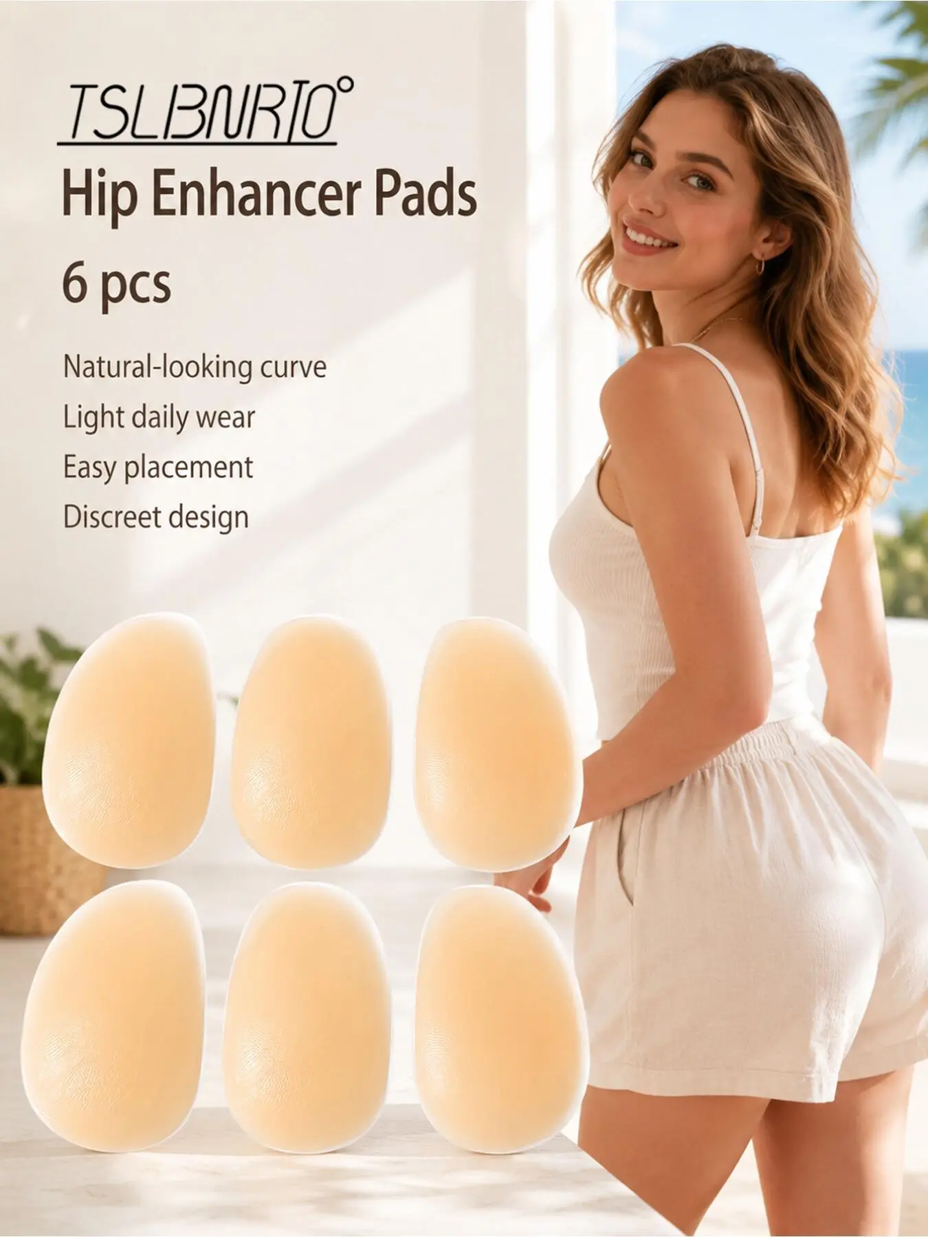 6pcs Skin Tone Silicone Hip Enhancer Pads feature discreet shape and simple positioning. It delivers natural curved look and fits casual bottoms to refine the overall lines of lower body for daily outfits