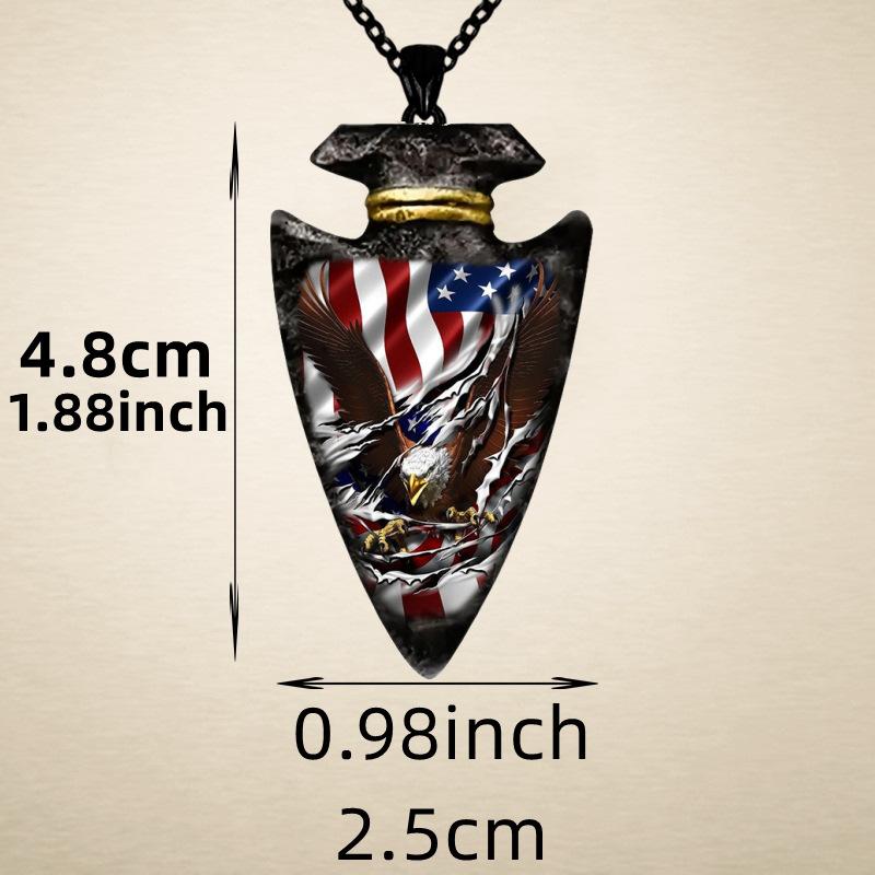 Men's Hip Hop Eagle Head Necklace European and American Creative Stars and Stripes Pendant Personality Animal Trendy Accessories