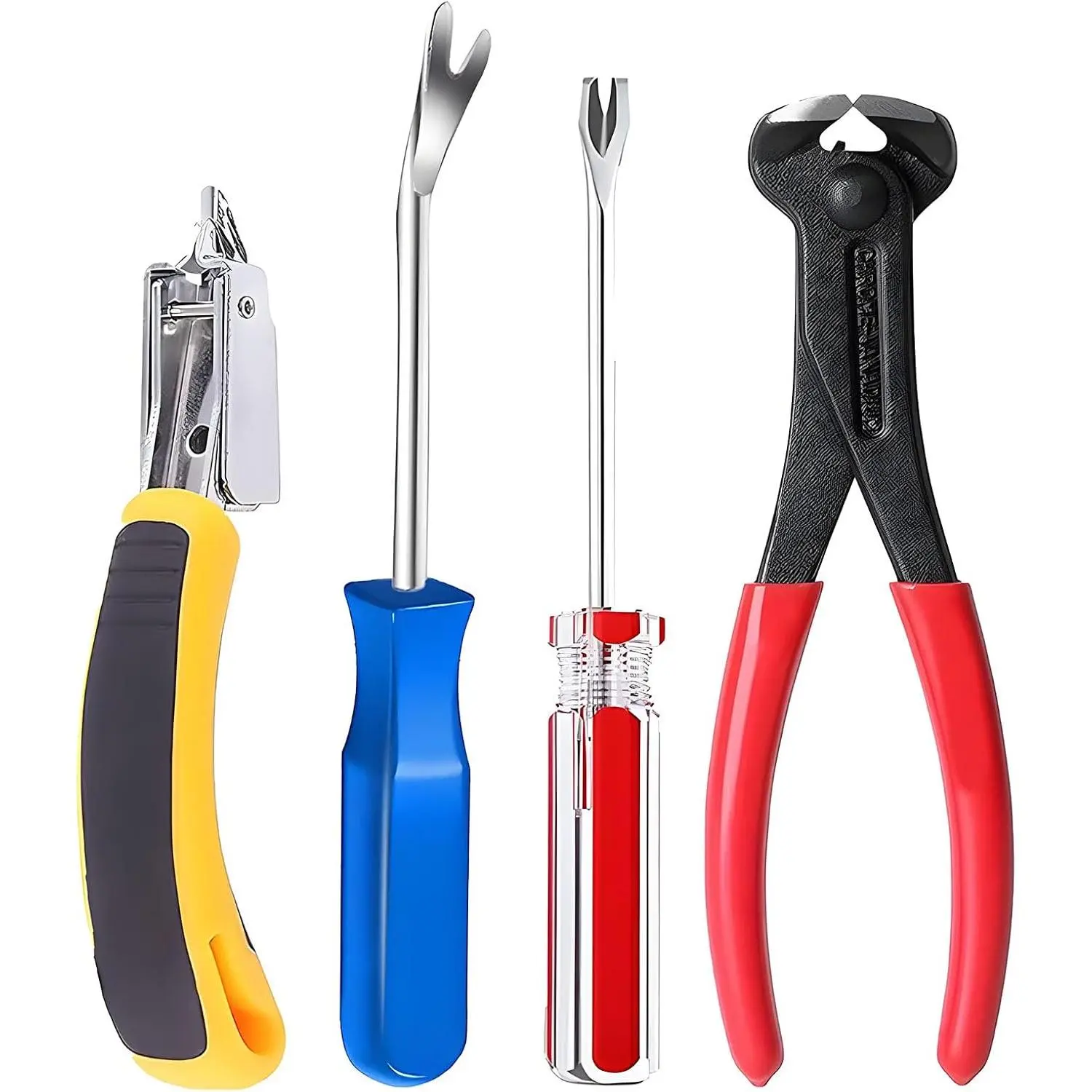 4-Piece Upholstery Staple Remover Tool Set - Plier, Tack Nail Lifter, Fastener Remover for Furniture, Wood Surfaces, Car Photo Frames, Set Of 4