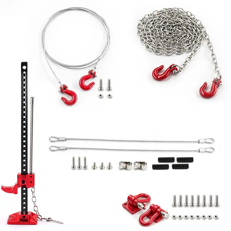 1/10 RC Rock Crawler Scale Simulation Tool Set, Durable Tow Chain Rope Jack Shackles, Decoration Parts with Aesthetic Appeal for Traxxas Trx4 Axial Scx10 Capra