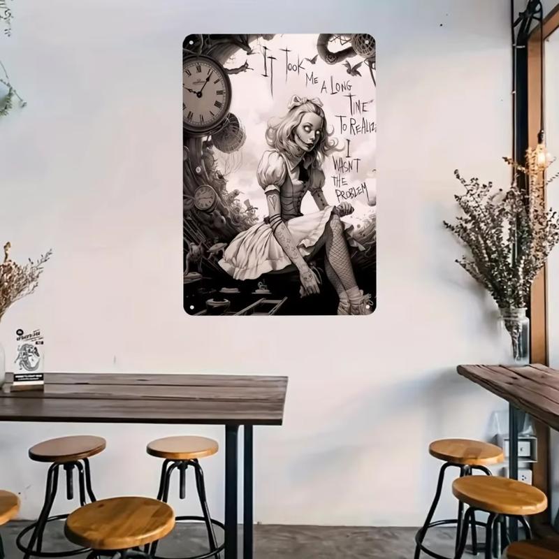 Vintage Alice in Wonderland Pattern Sign, Creative Wall Art, Wall Decor for Home Living Room Bedroom, Room Decor, Home Decor, Ornaments