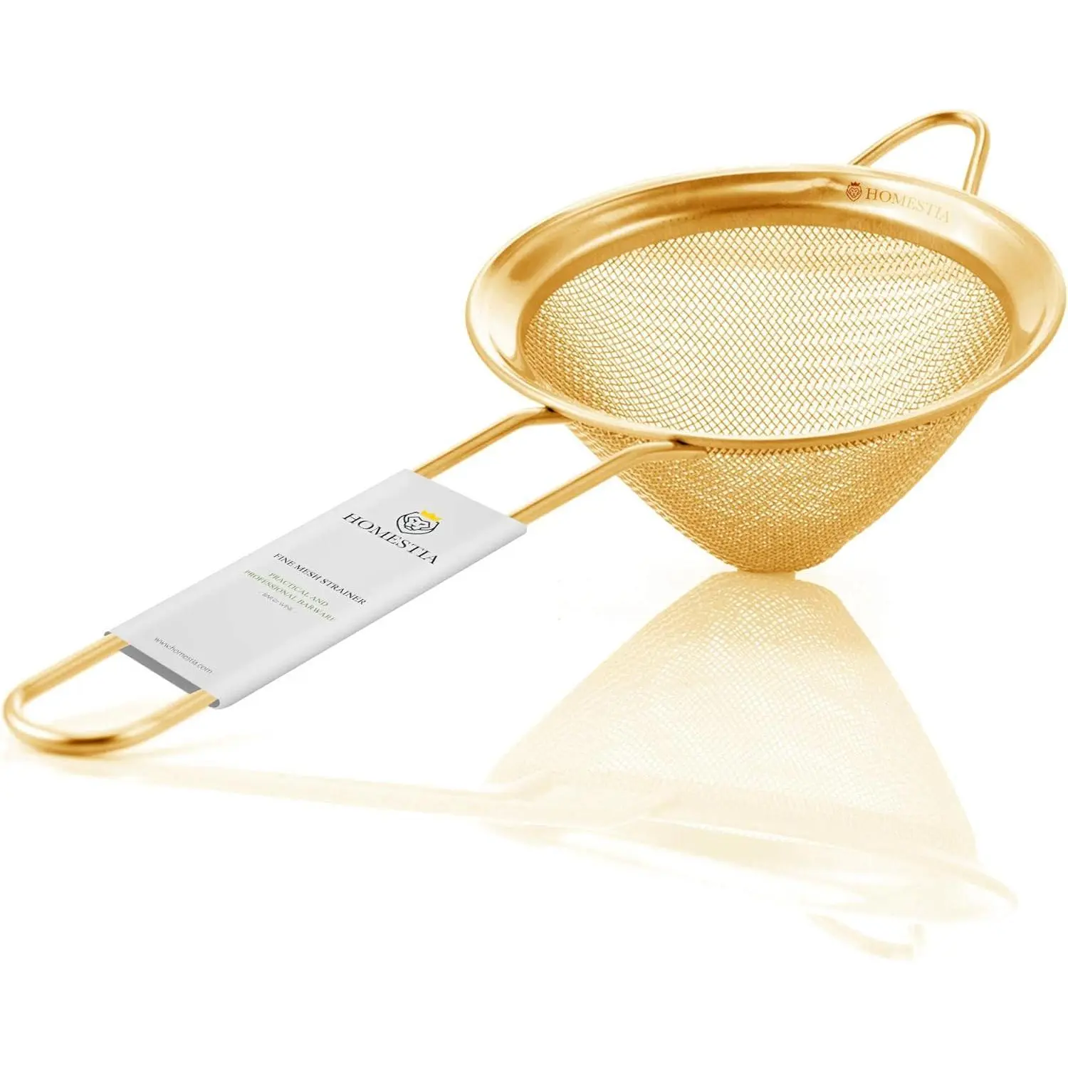 3.3" Double Strainer for Kitchen Cocktail Sieves Food Strainers, 304 Stainless Steel Fine Tea Strainer Coffee Strainer, Liquid Strainer Cup Strainer, Fine Mesh Strainer for Drinks (Gold)