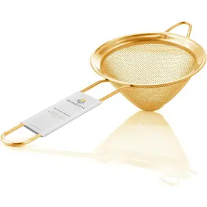 3.3" Double Strainer for Kitchen Cocktail Sieves Food Strainers, 304 Stainless Steel Fine Tea Strainer Coffee Strainer, Liquid Strainer Cup Strainer, Fine Mesh Strainer for Drinks (Gold)