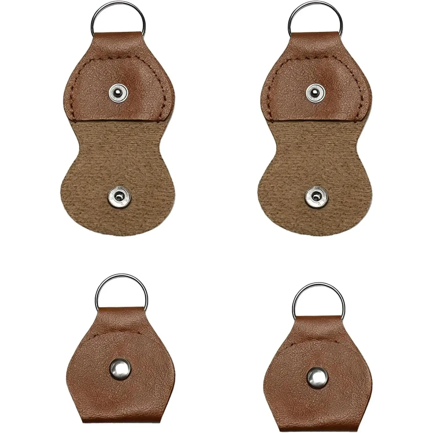 4 Pack Guitar Pick Holder  PU Leather Plectrum Case Brown | Portable Pick Storage Organizer for Acoustic Electric Bass Musicians, Compact  Accessories, Holds Multiple Picks Securely