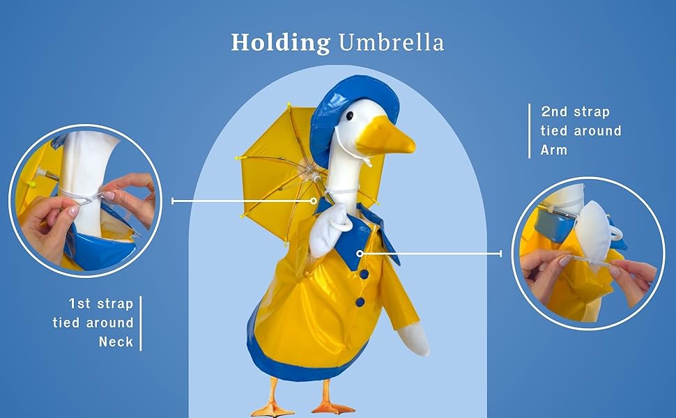 Goose Outfits Raincoat and Personalized Name Sign- Dress Up Your 23in Plastic or Concrete Goose Statue with Funny Costumes and Fall Outfit, Decor Duck Clothes for Outdoor Statues