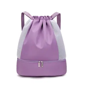 Waterproof Drawstring Backpack With Shoe Pocket Multi-purpose Travel Gym Bag Basketball Football Storage Bag For Women Men