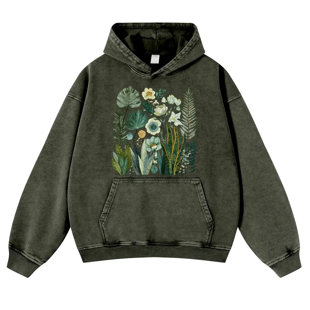 Vintage Cottagecore Plant Lover Hoodie 380g Autumn VIntage Washed Hoodie Graphic Sweatshirt Retro Nature Hoodie for Nature Lover Casual Fit,clothes for back to school,first day of school outfits
