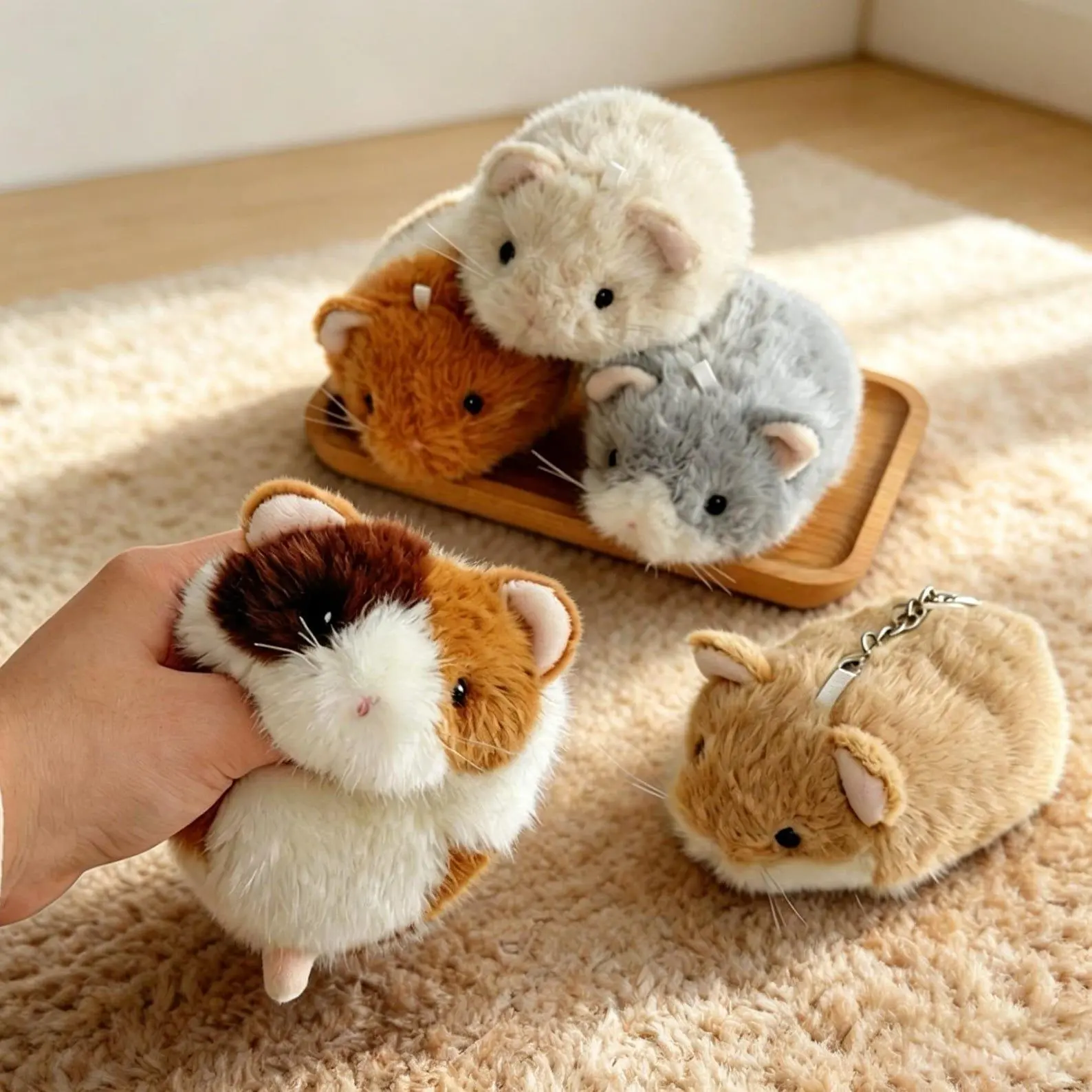 Cute Hamster Plush Keychain, Kawaii Mouse Stuffed Animal Charm, Soft Stress Relief Doll, Cozy Comfort Toy, Birthday Gift for Girls