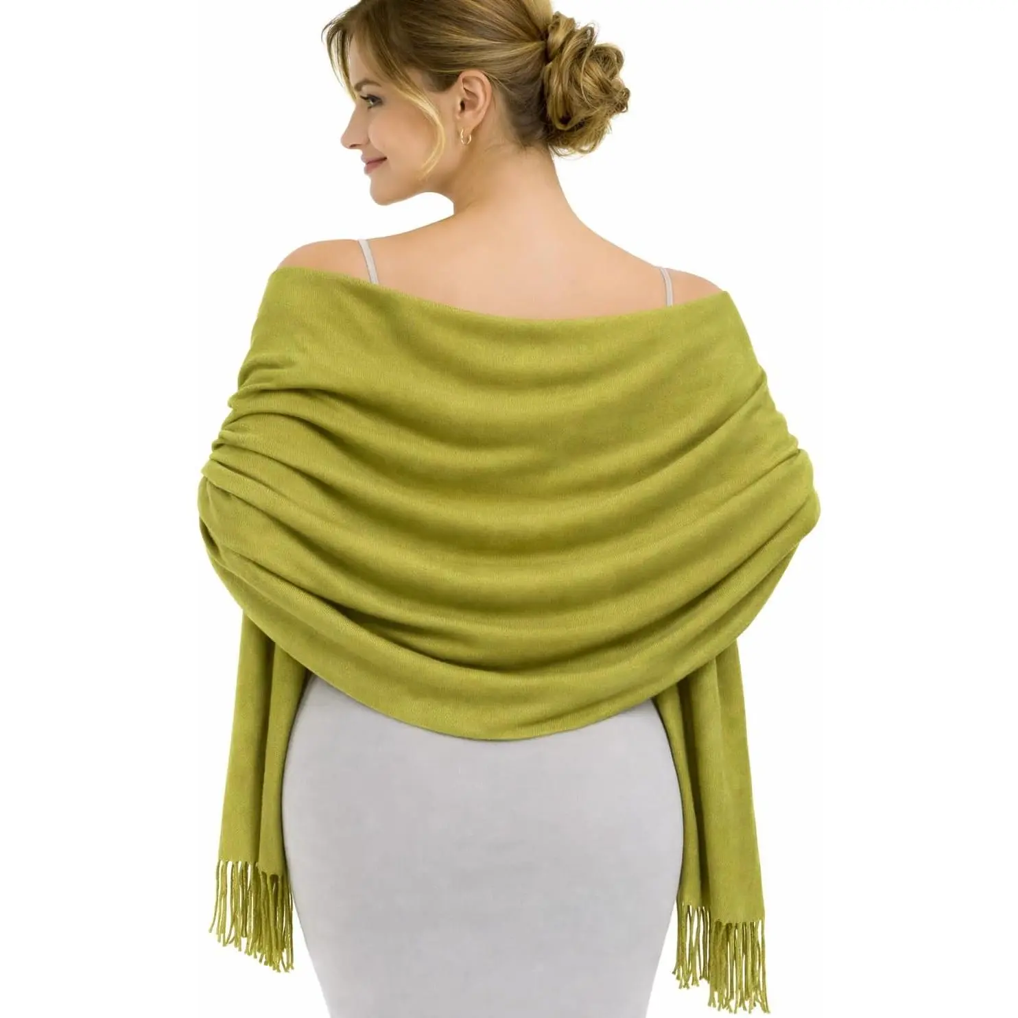 Women's Soft Fabric Pashmina Shawl Wrap - Large Size, Fringe Edges, Tasseled Ends, Winter Warm, Ideal for Wedding Party Evening Dress Events