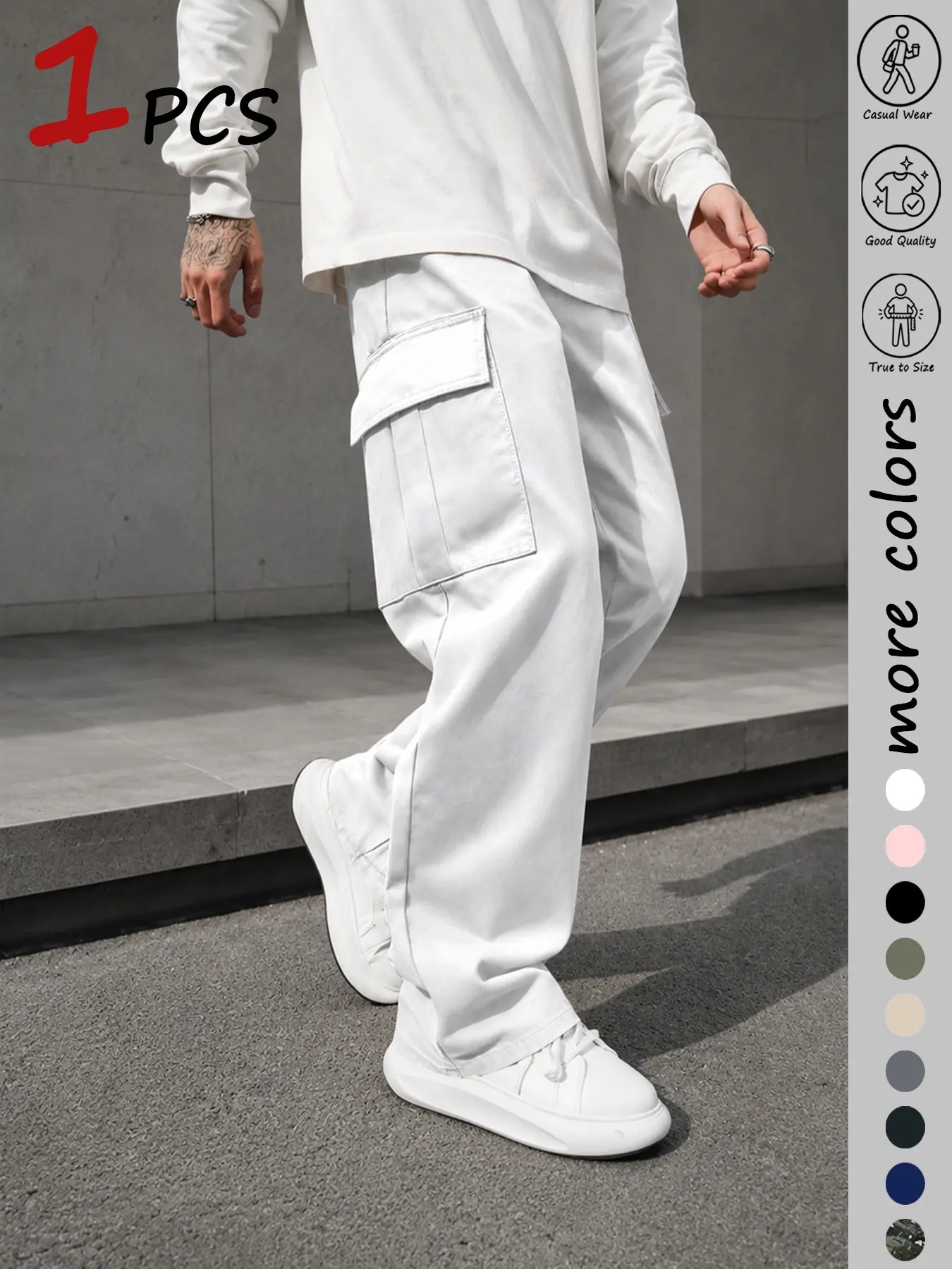 Men's Durable Outdoor Training Pants, Multi-Pocket Work Pants, Waterproof Tactical Cargo Pants, Regular Fit Sports Pants