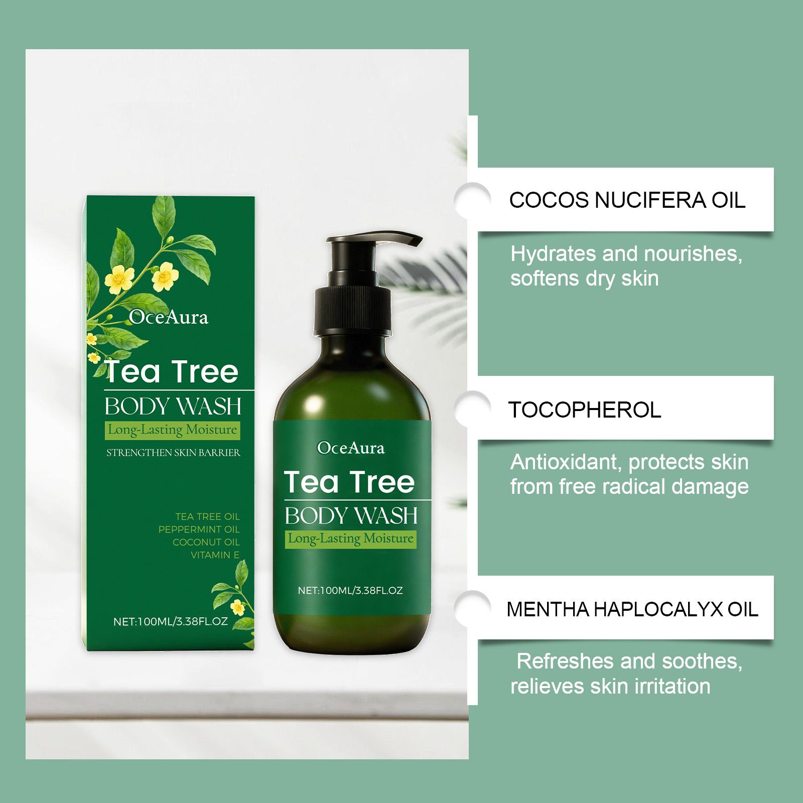 OceAura Tea Tree Refreshing Body Wash, Moisturizing and Nourishing, Refreshing and Moisturizing Rich Foam Daily Cleansing and Bath
