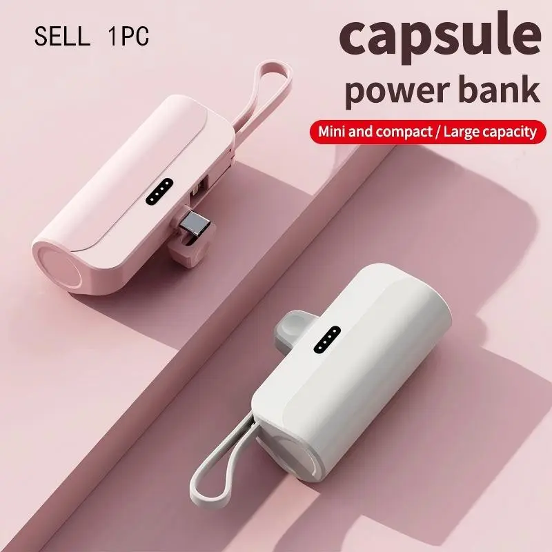 Pocket Wireless Power Bank Battery Pack, 5000mah, Supports iOS and Type-C, Lithium Ion Battery, Mini Compact Portable, Plug-And-Play, Ideal for Daily Commute