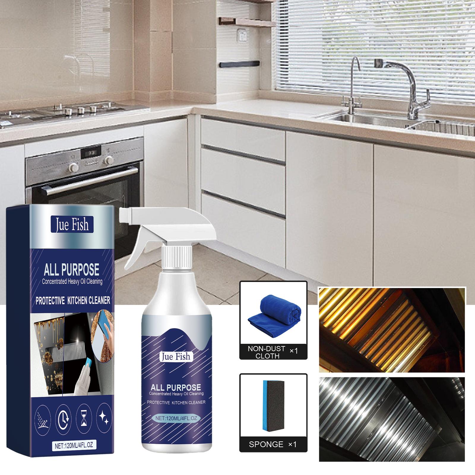 Jue Fish Protective Kitchen Cleaner, Range Hood Kitchenware Heavy Oil Cleaning Strong Decontamination