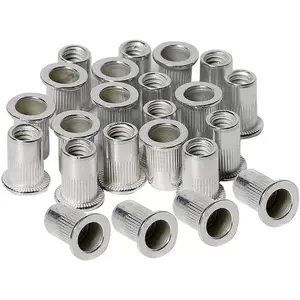 1/4-20UNC Rivet Nuts (120 Count), High Strength Threaded Inserts Nutserts with 0.020"-0.120" Diameter, 0.600 Inches Length, 0.351"-0.356" Hole Size