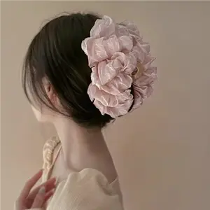 Vintage Cloud Bubble Bow Large Shark Claw Clips, Elegant Statement Hair Claws For Women Back Head Lazy Updo Hairstyle
