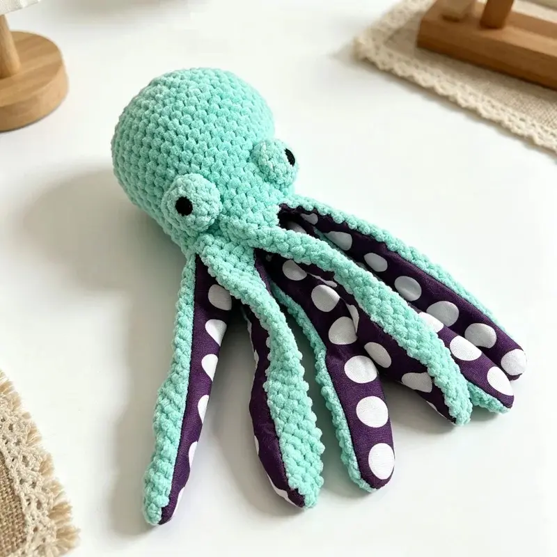 Cute Octopus Pet Chew Toy Squeaky Textured Doll to Clean Dog Gums While Playing