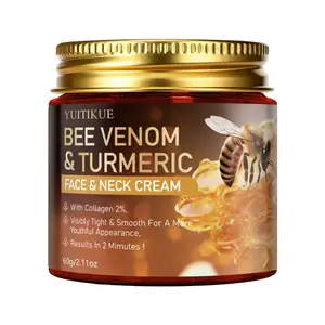 Yuitikue Bee Venom Turmeric Face Neck Firming Cream, Contains 2% Collagen, 2-Minute Lifting, Smooths Youthful Skin, 60g