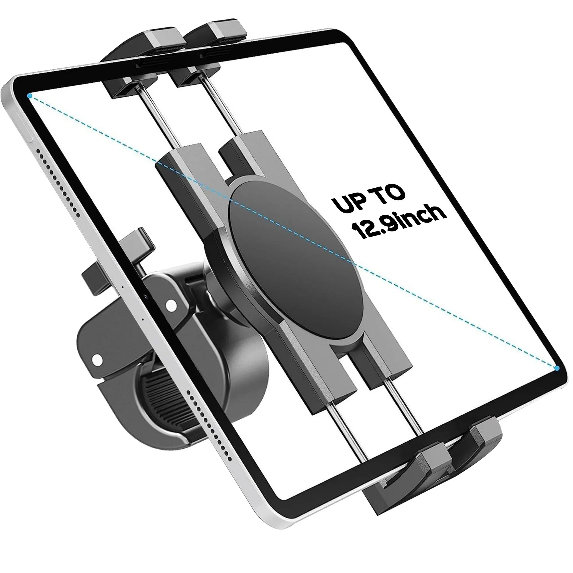 Tablet Holder Mount for Spin Bike, Tablet Clamp for Treadmill, Phone Mount Phone Holders，Indoor Stationary Bike, Stroller, Peloton, Gym Trainer Handlebar Stand Fit for iPad Pro/Air/Mini, Galaxy Tabs, Phones, 4.7-13"
