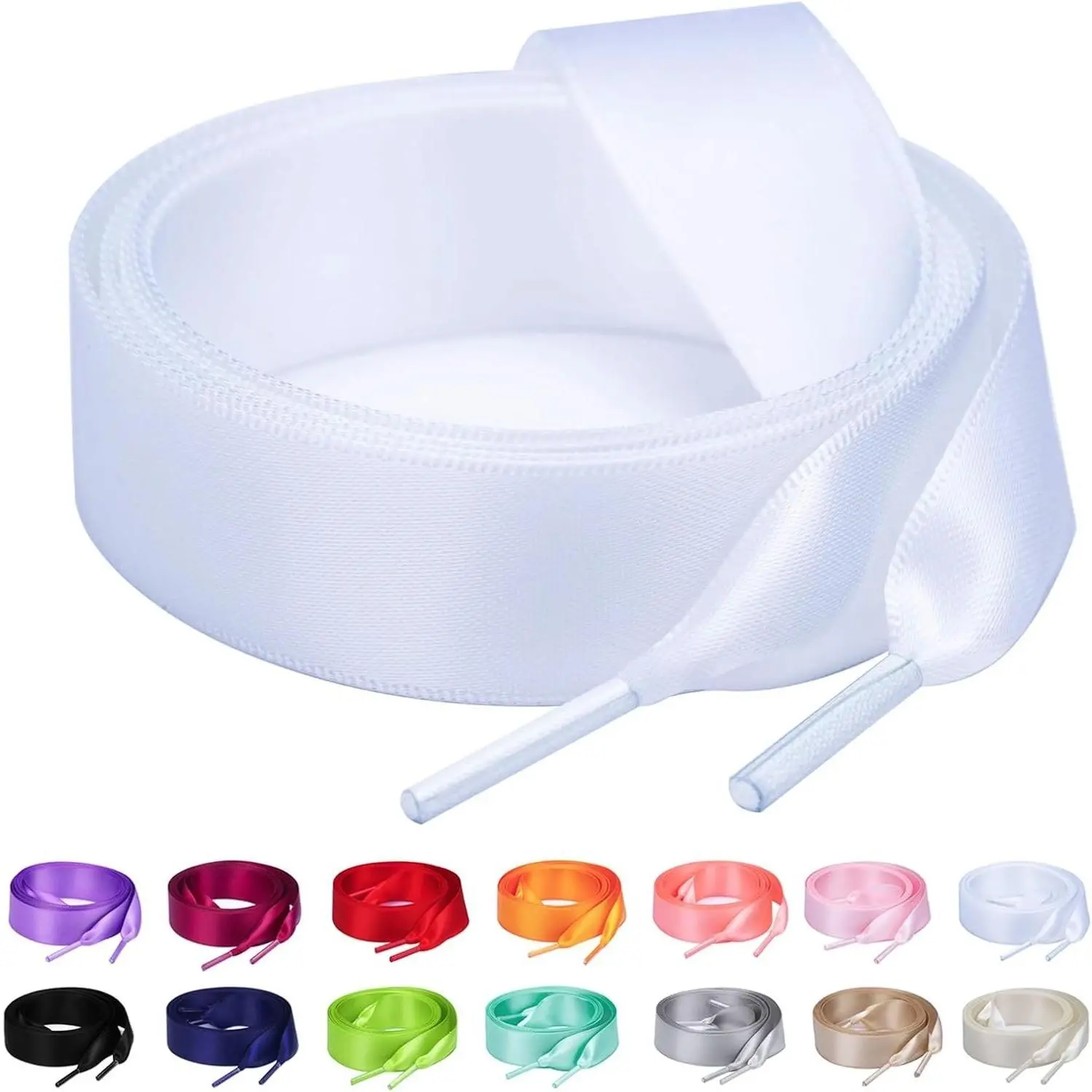 3/4" Wide Flat Satin Ribbon Shoelaces for Women - ColorfulGift