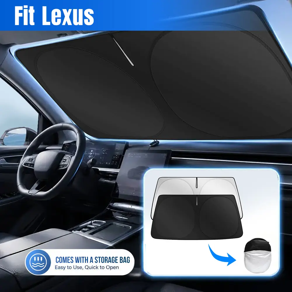 Titanium Silver Car Windshield Sun Shade,Reflector Sunshade Offers Ultimate Multi-Layer Protection for Car Interior,Cool Reflective Sun Blocker Full Coverage Fit Lexus