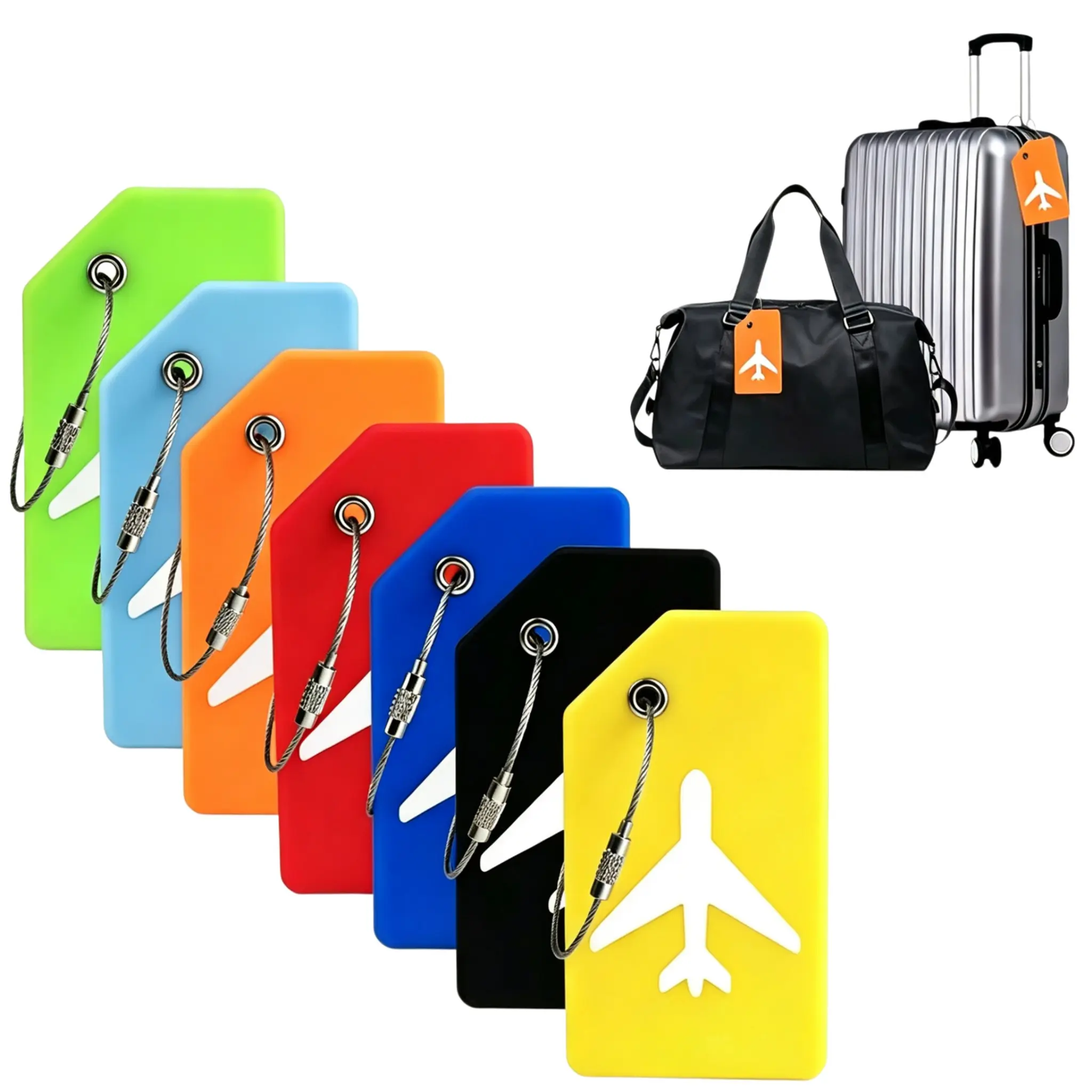 7-Pack Silicone Luggage Tags, Essential Travel Accessories, Anti-Loss Luggage Labels, Privacy Protection, Mixed Colors, Airport Must-Have