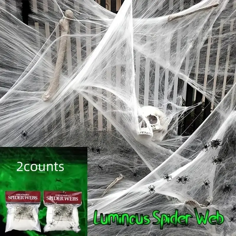 Halloween Spider Web Decor Set, Elastic Spider Net for Haunted House, Bar, Room, Home Decoration, Perfect Holiday Gift