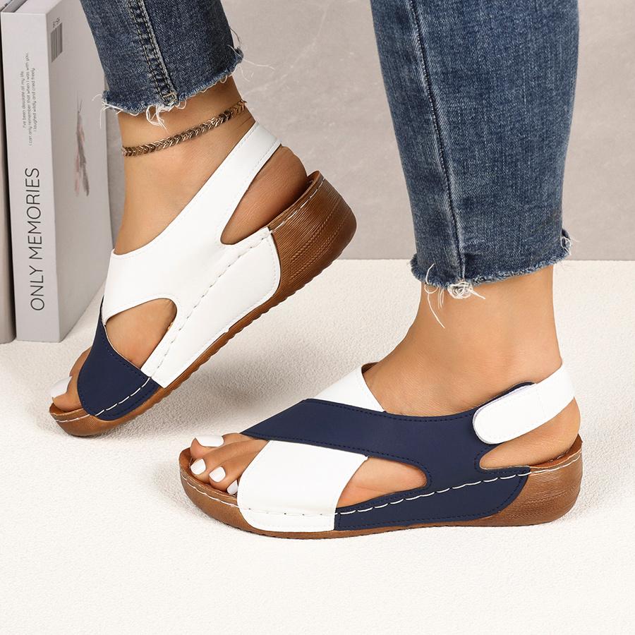 Women's Color Block Thick-Soled Sandals, Versatile Open-Toe Classic Summer Shoes, Women Shoes