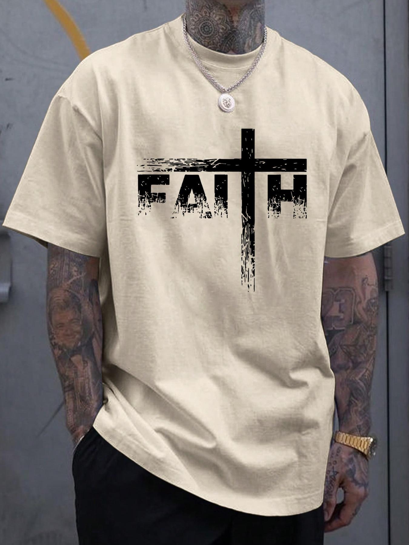 Men's Letter Print Round Neck Tee, Regular Fit Casual Short Sleeve Crew Neck T-shirt for Summer, Fashion Men's Top for Daily Wear, Athletic T Shirt