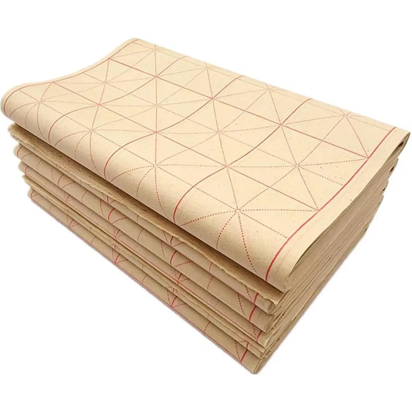 Grid Maobian Xuan Paper Half  Ripe Calligraphy Practice Sheets | ink control no heavy bleed, clear grid lines, Chinese kanji calligraphy practice, 32 x 38cm, 6cm x 30 grids, 50 sheets