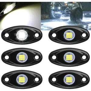 White LED Rock Lights 6 Pod  LED Neon Underglow Light for   ATV UTV SUV Off Road Underbody Glow Trail  Lamp Rock Lights (White)