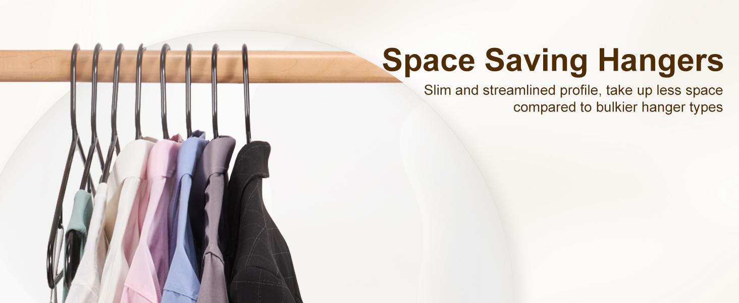 Black Plastic Hangers 50 Pack, Plastic Clothes Hangers with Built-in Hooks, Durable and Strong Plastic Coat Hangers for Closet, Space Saving Clothing Hanger for Shirts, Coats, Skirt, Dress