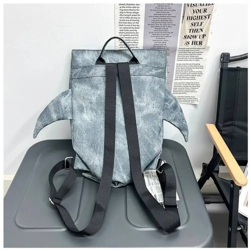 Y2K Funny Whale Shark Shape Backpack Durable Large Capacity Travel Bag Women Men Cute Outdoor Cartoon Knapsack Student Schoolbag