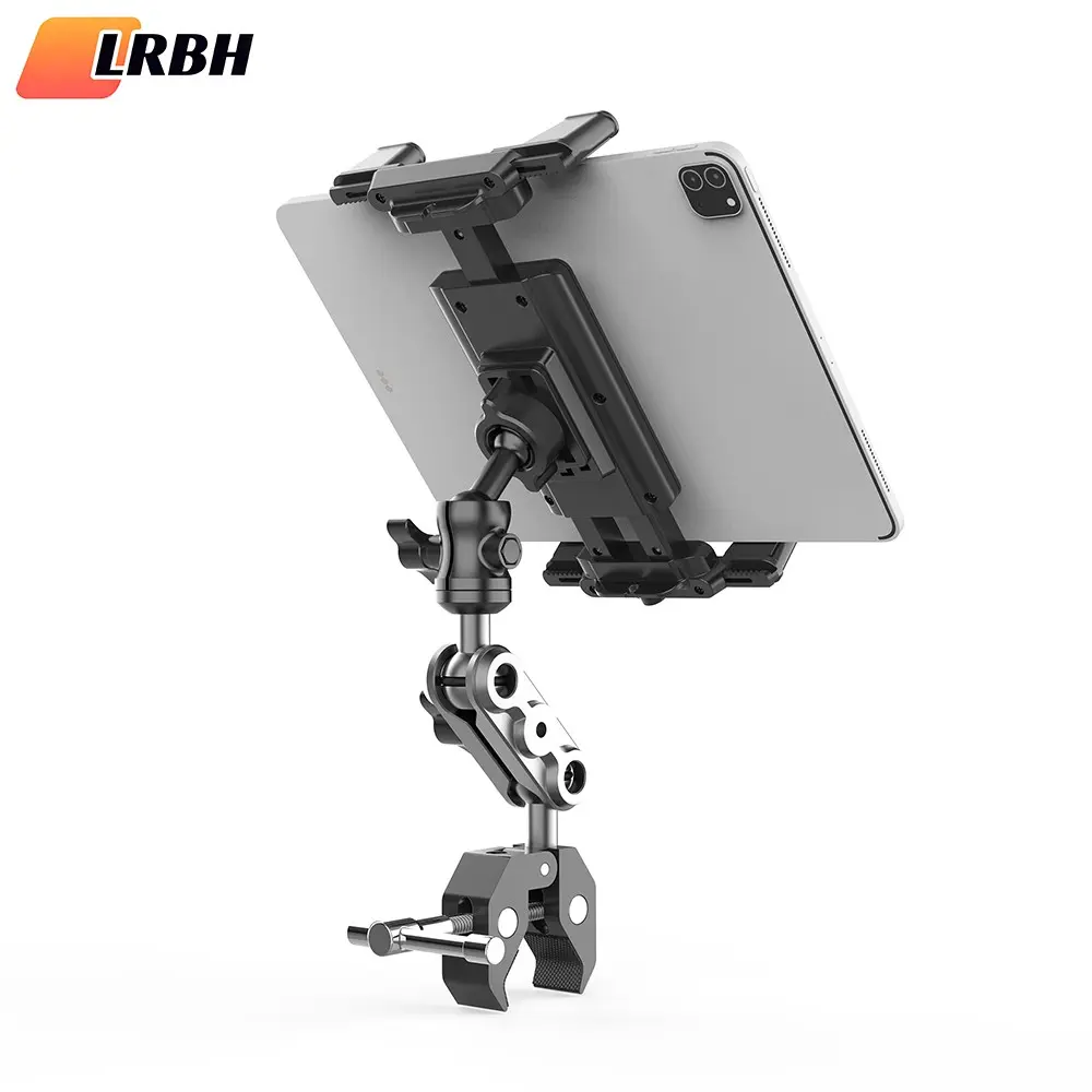 LRBH Tablet Holder for Treadmill/Spin Bike/Stroller/Wheelchair/Golf Cart/Poles/Music Stand/Stationary Bike,360°Adjustable iPad Mount,Compatible for 4.7~12.9" phone/Pad/Nexus/Fire HD/e-Book/LG G/Switch