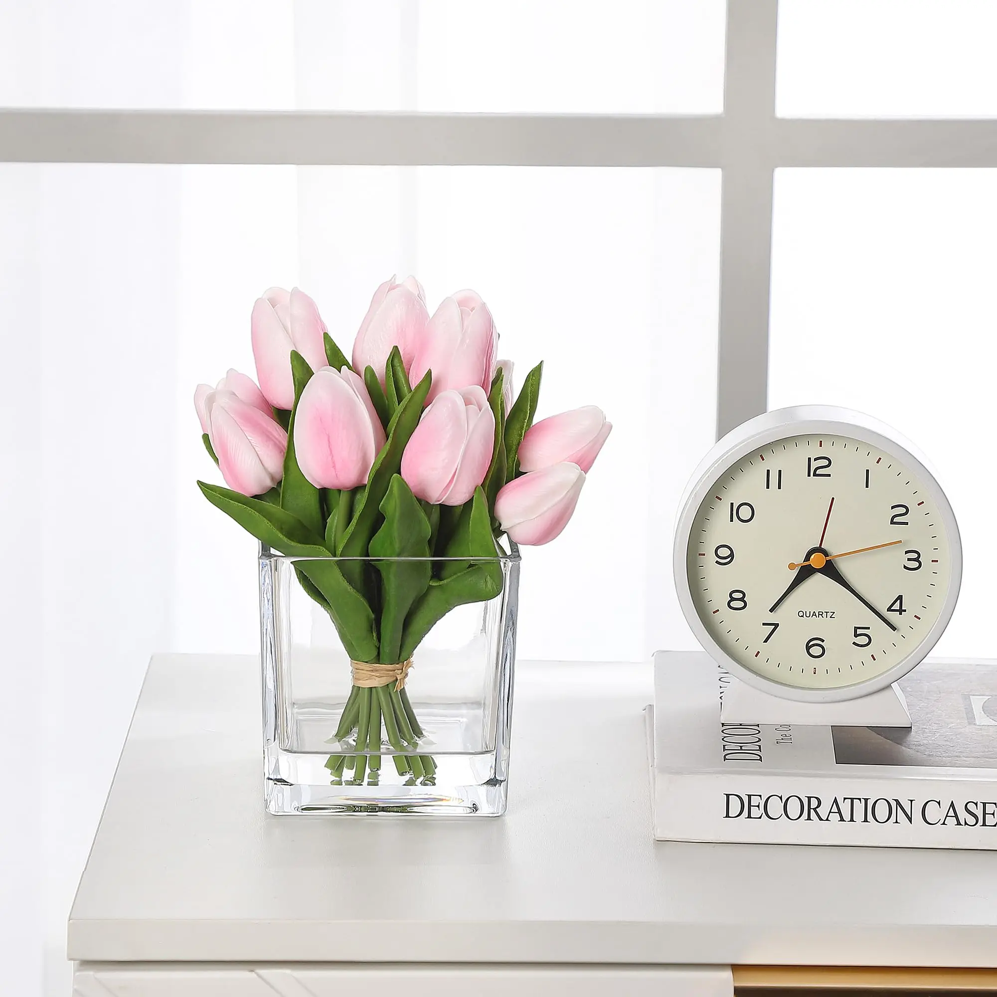 YJ-Garvee 12 Pcs Artificial Tulips Flowers with Real Touch, Lifelike Silk Tulip Stems for Vase - Perfect Home, Kitchen, Wedding Table Decor and Ideal Gift for Mother's Day, Easter, Valentine's Day, and Spring Decorations