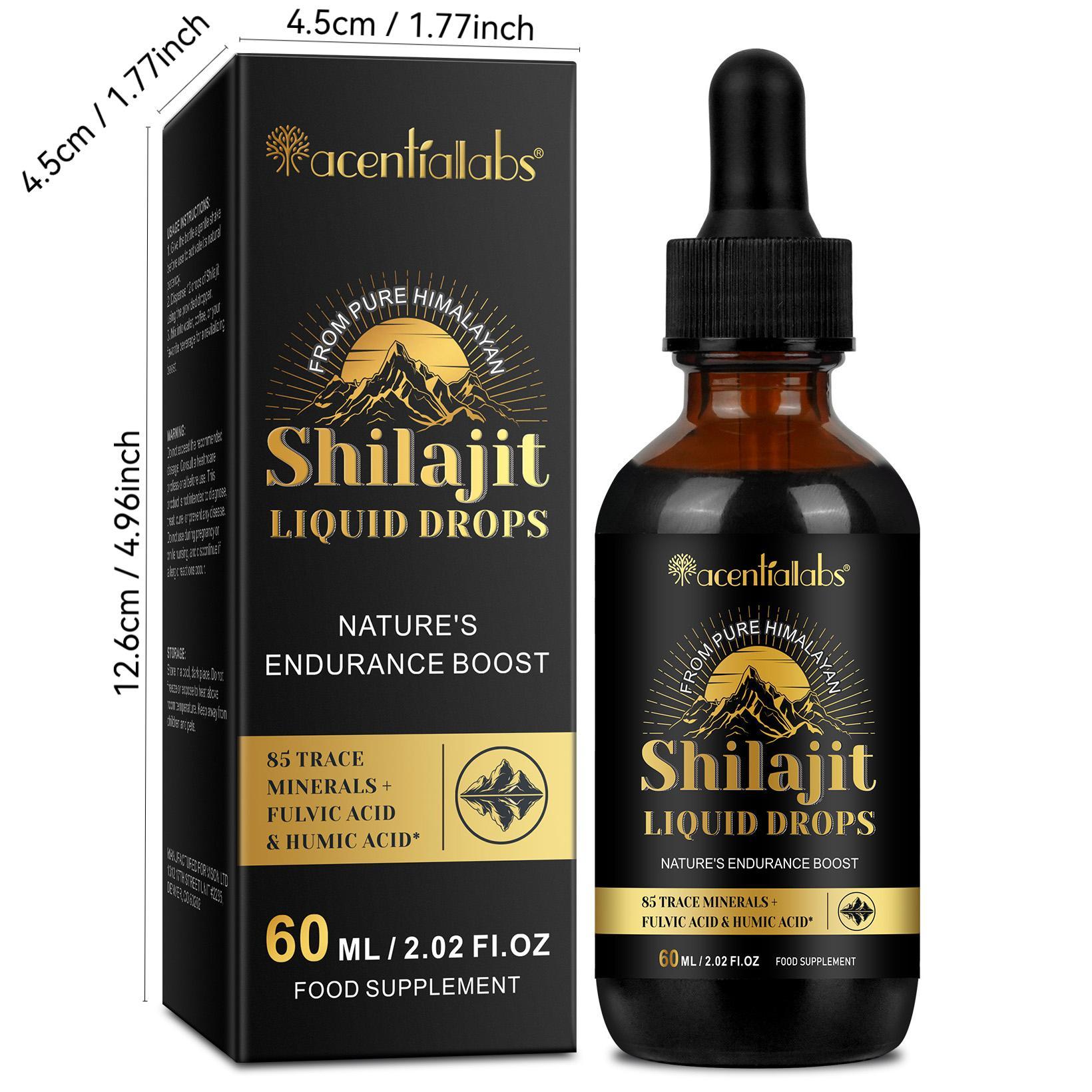 Shilajit Liquid Drops, 1 Box/2 Boxes Body Care Liquid Drops, Black Moisturizing Body Care Product for Men and Women, Fitness Absorbable Supplements