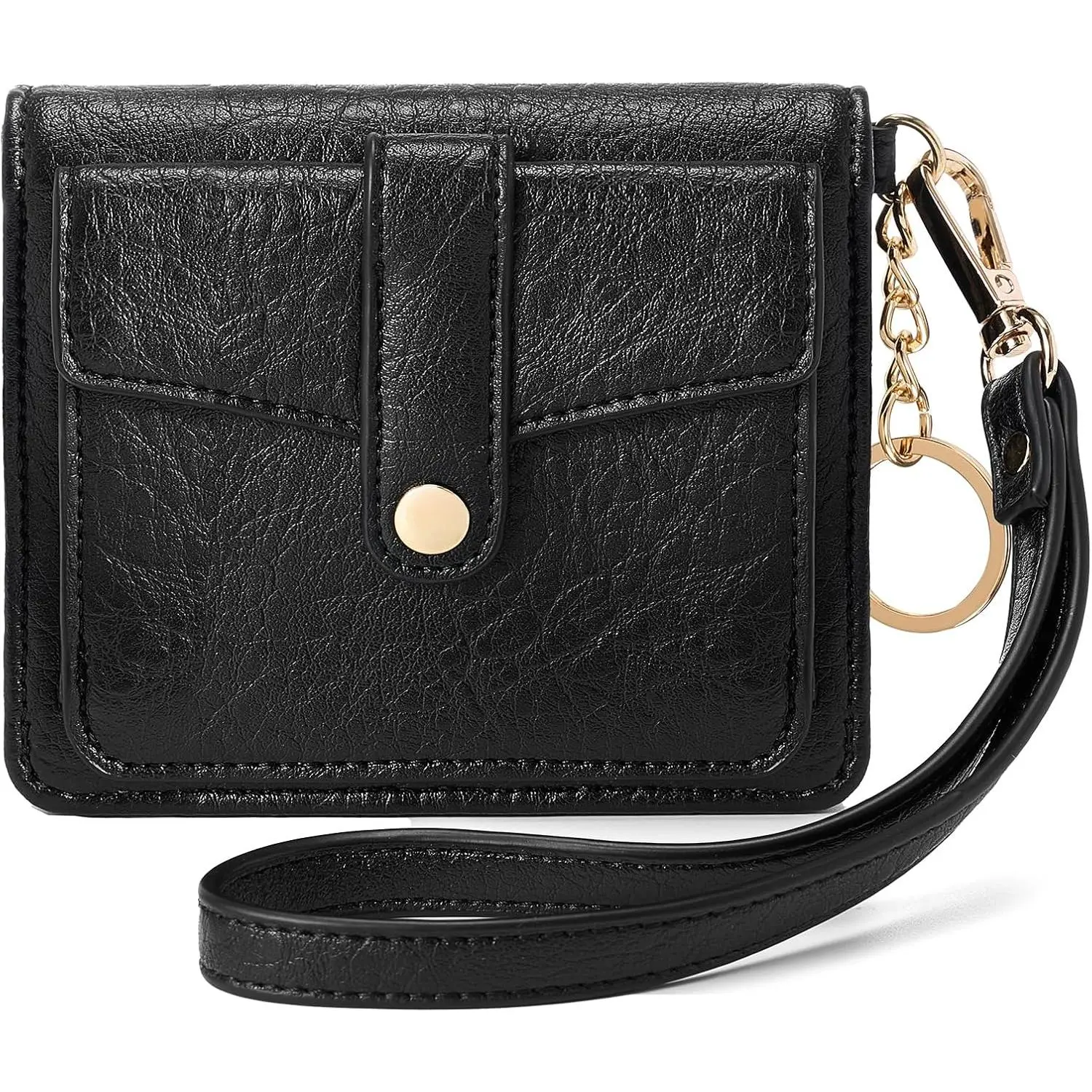 Women's Compact RFID Blocking Small Wallet - Modern Soft Vegan Leather Bifold Card Holder with ID Window, Coin Pocket, Wristlet for Daily Use
