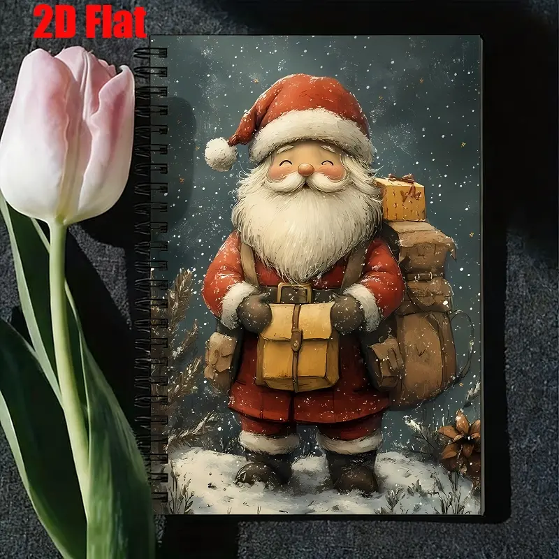 1 Christmas Santa Claus Spiral Coil Notebook, 5.7x8.26 inch, High-quality Lined Pages, Durable Binding, Xmas Gift Journal, Holiday Party Notes, Christmas Eve Writing, New Year Planning, Santa-themed Stationery for Kids and Adults, Festive Season