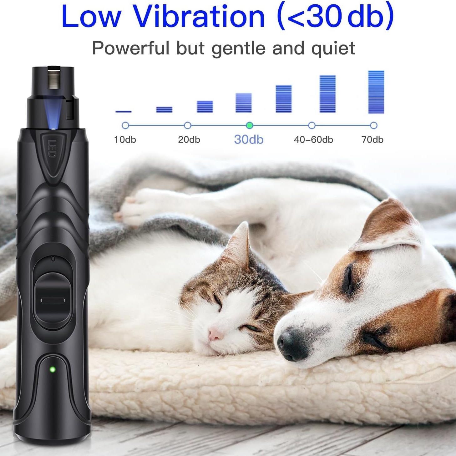 Pet Electric Nail Grinder, 1 Box Pet Nail Trimmer with LED Light, 2-Speed Ultra-silent Pet Nail Clipper Set, Professional Pet Grooming Tool, Christmas Gift