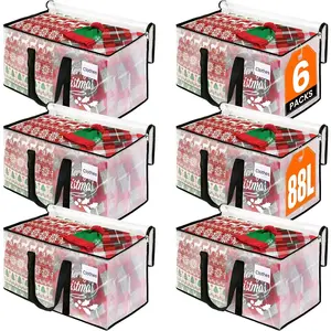 6-Pack Oversized Moving Bags with Reinforced Handles, Heavy-Duty Storage Tote for Clothes, Moving Supplies (Clear, 6-Pack)