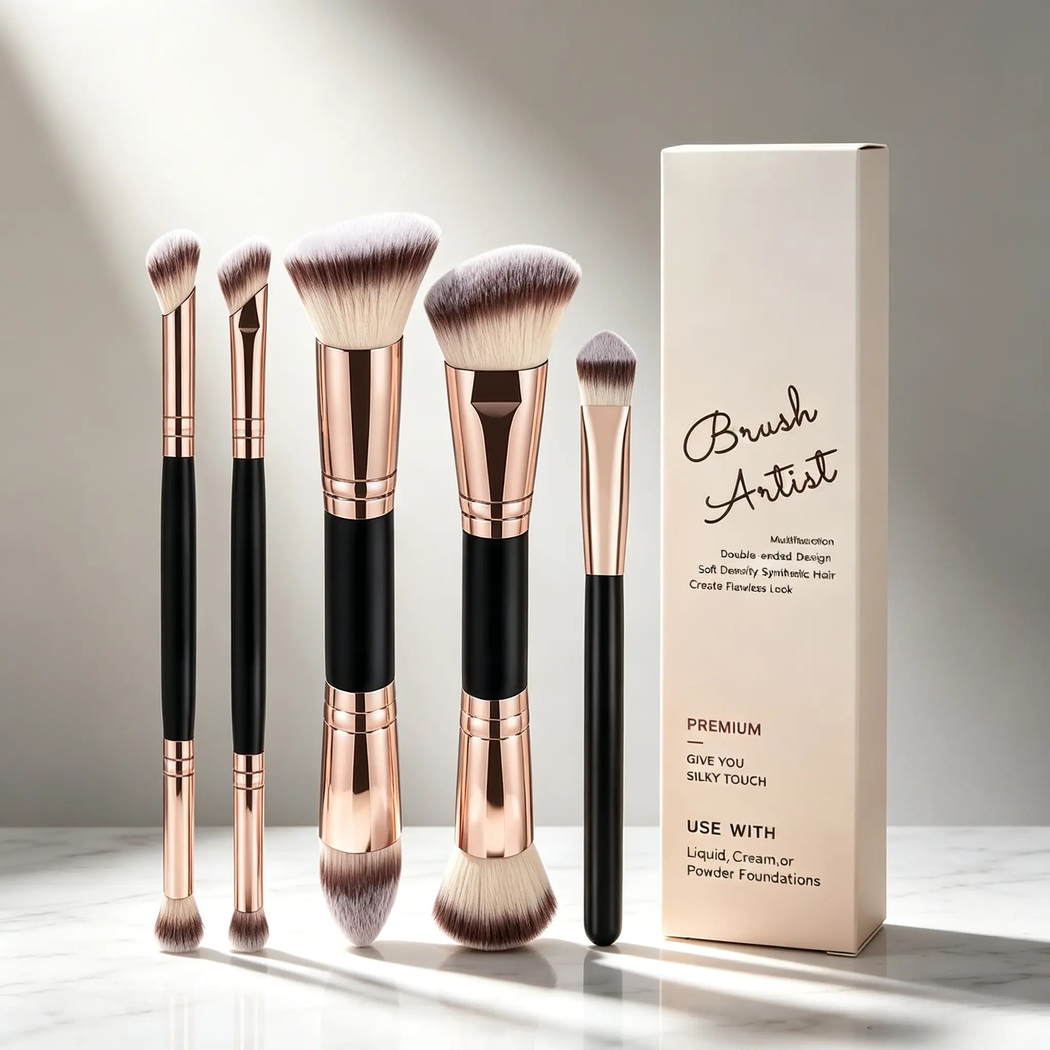 Multi‑Functional Dual‑Head Makeup Brush Set, Multi‑Specification Brush Heads for Base Makeup Setting Contouring Blush Eyeshadow, Powder Blush Contour Eyeshadow Brushes for Exquisite Makeup